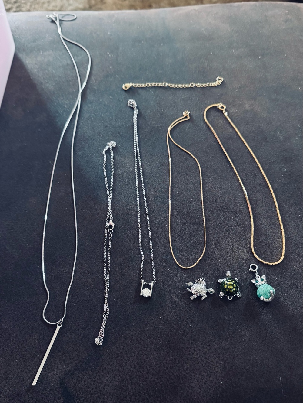 Mixed Metal Turtle Charm Necklaces - Gold & Silver